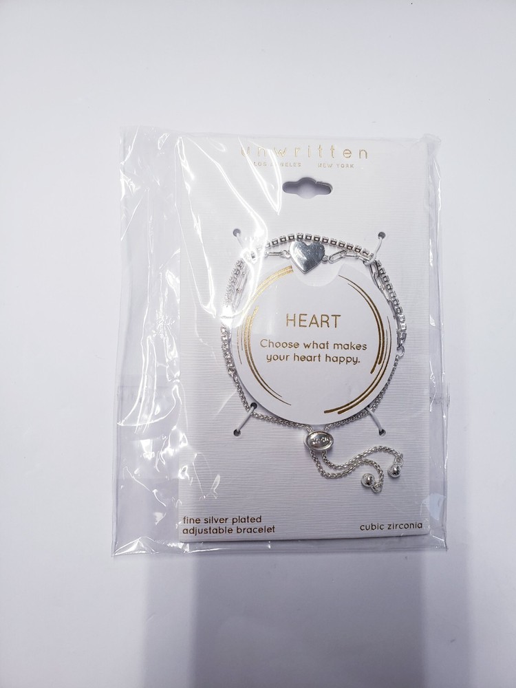 Unwritten Heart Bracelet ADJUSTABLE SLIDER UP TO 10″