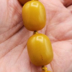 VTG Large Amber Butterscotch Faturan Composite Bakelite Bead Necklace 32″ 108.8g