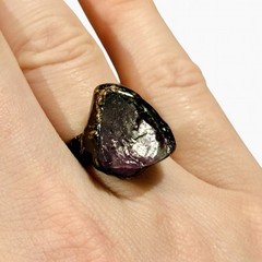 New Fluorite Crystal Stone & Copper Alloy Ring, Size 7/Adjustable, See Below!