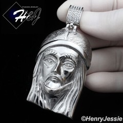 18-40″MEN Stainless Steel 5mm Silver Box Link Chain BIG ICY CZ Jesus Pendant*143