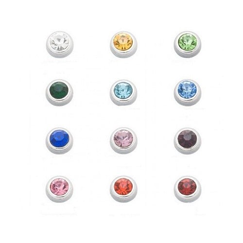 Silver Trim Birthstone Floating Charm For Glass Memory Locket Necklace