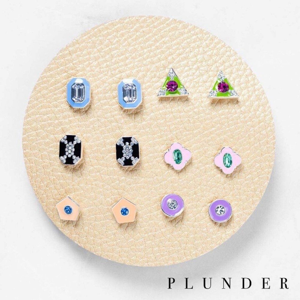 Plunder Design FashionTrend Jewelry Saoirse Silver Crystal Post Stud Earring Set
