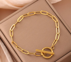 Geometric Paperclip Chain Bracelet – Stainless Steel T-Bar Clasp