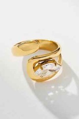 $44 8 Other Reasons Divorce Crystal Ring w Glass Stone & 22k Gold-Plated Brass