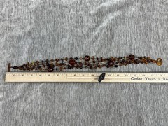 Amber Beaded Layered Statement Necklace Brown Multi Strand Toggle Clasp Natural