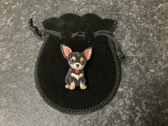 Cute Small Big Earred Chihuahua Acrylic Flat Small Brooch Pin, Lightweight 3.5cm