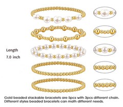 Gold Pearl Beaded Enewton Bracelets for Womengold Pearl Stackable Stretch Be