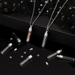 1Box 12Pcs 2 Style Clear Glass Tube Wish Bottle Pendants with Zinc Alloy