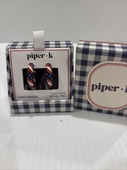 Piper K Red White Blue Hand painted Hoop Earrings 4th Of July Memorial Day