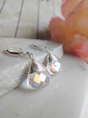 Sparkling Crystal Teardrop Silver Earrings Ladies Bridal Earrings Dainty Dangle