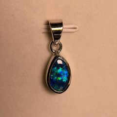 Australian Fire Opal Bezel Pendant, Solid 925 Sterling Silver, Handmade Jewelry