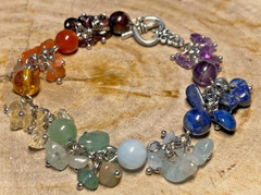 Rainbow Chakra Gemstone Bracelet with Toggle Clasp about 7-5/8 inch(19.5cm)