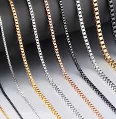 Silver Stainless Steel 40 cm (15.7 Inch) 2 mm Square Box Neck Chain Necklace