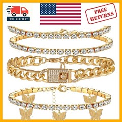 Charming Beach-Ready Adjustable Anklet Set – Gold & Silver with Butterflies