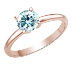 1/3 Ct Round Simulated Blue Diamond 4 Prongs Solitaire Ring 14K Rose Gold Plated