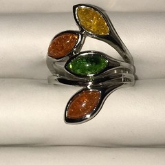 amber silver ring