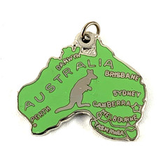 Australia Charm | Silver Plated | Light Green Enamel | 7/8″ | Vintage | NOS