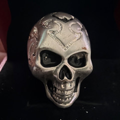 Silver Tone Skull Biker Gothic Band Ring 8mm Wide Size 10