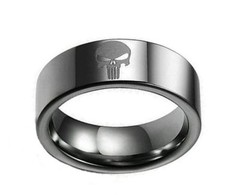 MARVEL Comics PUNISHER Skull Logo Stainless Steel BAND RING SIZE 13