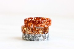 Handmade Resin Ring with Silver Flakes – Unique Gift for Women & Men