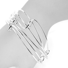 20Pcs DIY Lot Sterling Silver Adjustable 6″ To 8-1/2″ Bracelet Bangle D194