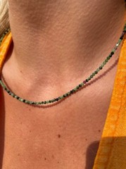 Dainty Ruby Zoisite Faceted Rondelle Gemstone Beads Men & Women Necklaces 18”