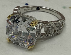 Vanna K ~ Bella Luce White Cubic Zirconia Platineve Asscher Cut Ring 13.23ctw ~9