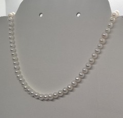 5-6mm Natural Near Round Pearl Necklace Freshwater White Pearl Jewelry Gift
