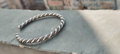 Handmade Twisted Silver Cuff Bracelet, Oxidized Open Bangle, Adjustable Minimal