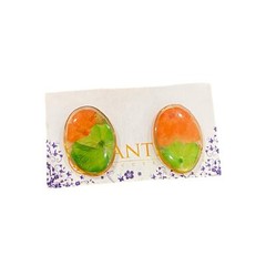 Pressed Flowers Stud Earrings UM Orange and Green University of Miami Canes