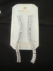 Eye Candy Linear Baguette Earrings/ Silver Color /3.5” In