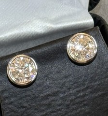 Certified VVS1 Moissanite Bezel Set Stud Earrings – Real 925 Silver