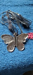 New Betsey Johnson Necklace Butterfly Black Silver Purple Collectible Decorate