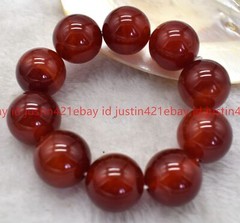 Huge 20mm Natural Red Agate Gemstone Round Beads Elastic Bracelet 7.5” AAA+
