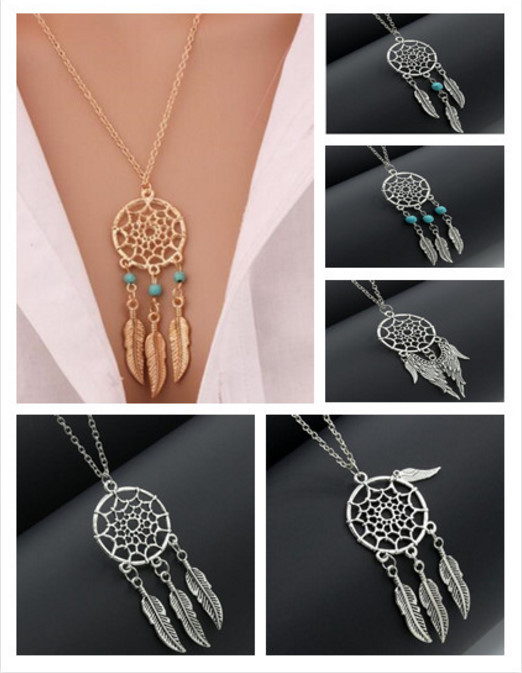 Metal 1″ DREAM CATCHER and 1″ FEATHERS OR 1.5″ Wings 18″ Necklace