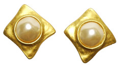 Vintage EDOUARD RAMBAUD PARIS GP Simulated MABE 1.5″ PEARL EARRINGS Clip