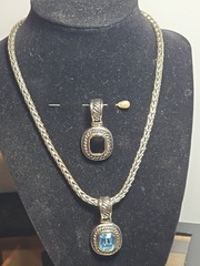 interchangeable pendant Necklaces WHEAT LINK CHAIN 2 Pendants Black And Blue