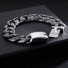 19.5-24cm Hip Hop Cuban Link Chain Bracelet Punk Stainless Steel Fashion Jewelry