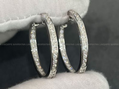 Channel Set Round Simulated Inside Out Hoops Earrings 30MM Huggie Hoops s925