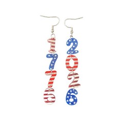 250th Anniversary Patriotic Earrings for Women, USA Flag Glitter Acrylic Dangle