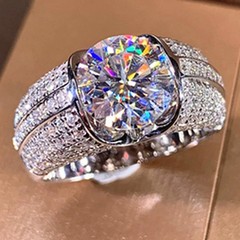 Wedding Band Ring Invisible Setting Smooth Surface Mens Business Wear Jewelry