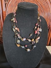 Cold Water Creek Tourmaline Illusion 5 Strand Necklace 9 In Adjustable.