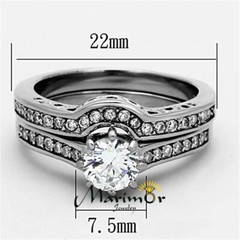 Stainless Steel 1.85Ct Cubic Zirconia 316L Wedding Ring Set Women’s Size 5-10