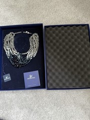 Swarovski Multi-Strand Statement Necklace Crystal Beaded Silver Plated Blue