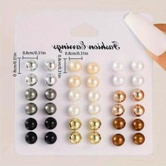 18 Pair Elegant Multi-color Imitation Pearl Stud Earrings Korean Jewelry Set New