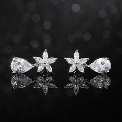 2Ct Pear Cut Simulated Diamond Drop Dangle Earrings 14k White Gold Plated
