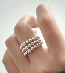 3 Tier Bubble Ball Ring Open Size No Silver Stamp? Selling As Costume Jewellery!
