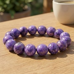Natural Round Charoite Stretch Bracelet 8mm Beads Handmade Spiritual Healing
