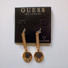 GUESS Gold Tone Simulated Crystal Dangle/Drop Hook Earrings G5066-42