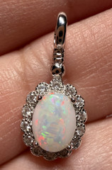 Solid Opal Pendant Silver Multicolour Floral style Versatile Everyday wear #0153